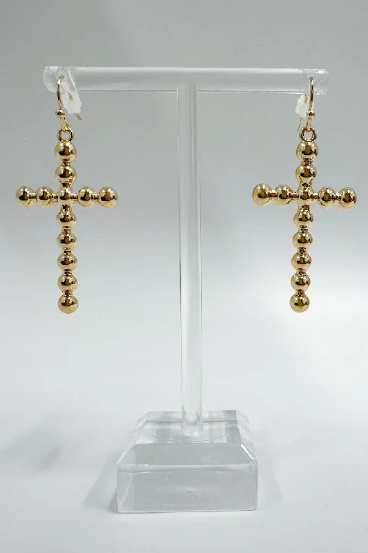 Long Drop Earrings for Dramatic -Undeniable Radiance Bubble Cross Dangle Earrings