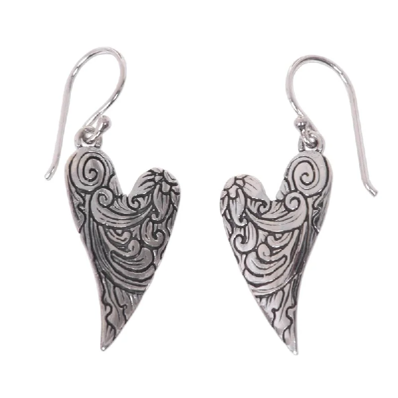 Drop Earrings with Animal Motifs -NOVICA Handmade Sterling Silver Dove Wings Earrings (Indonesia) - 1.6*0.6