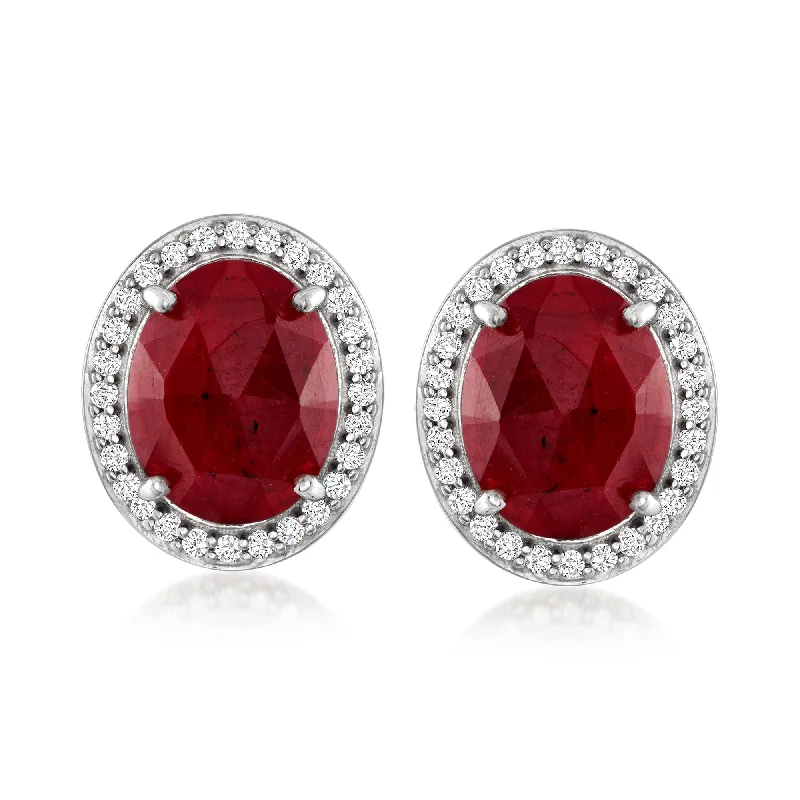 Drop Earrings for Wedding Ceremony -Ross-Simons Ruby and . White Topaz Earrings in Sterling Silver