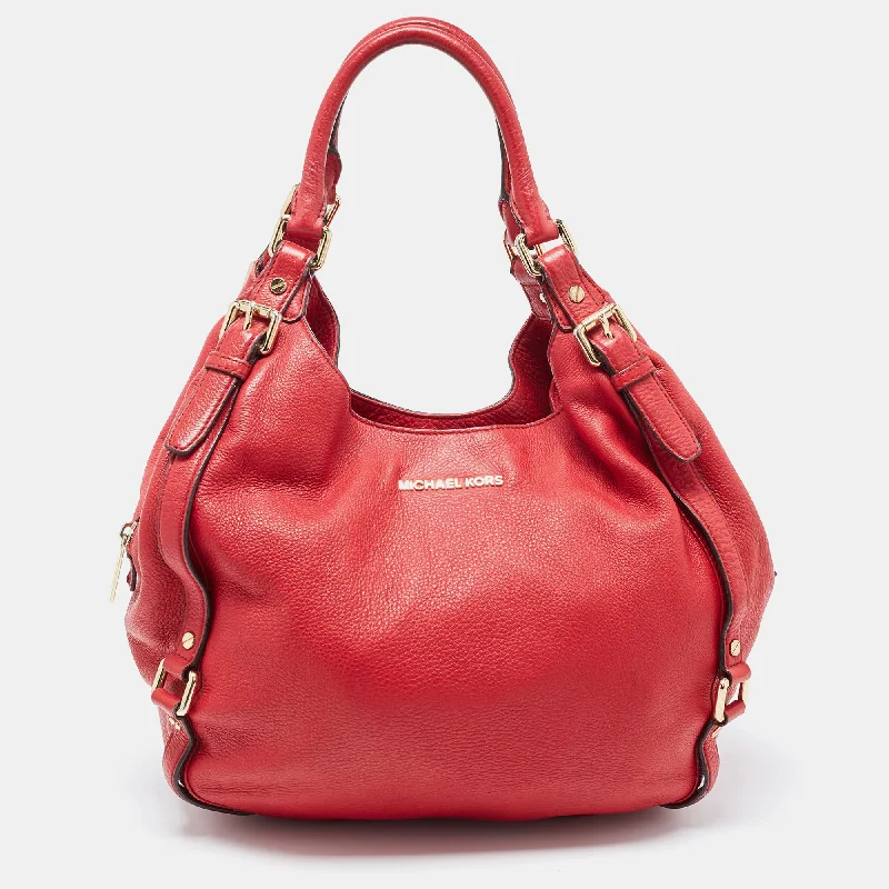 Handle bags with minimalist sleek silhouettes -Michael Kors Red Leather Bedford Hobo