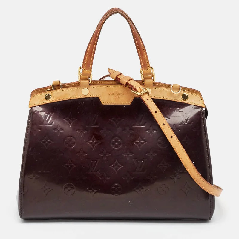 Handle bags with zipper tops for security -Louis Vuitton Amarante Monogram Vernis Brea Mm Bag