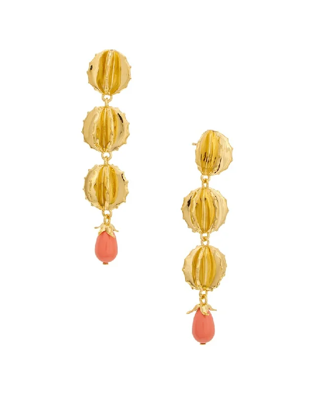 Lightweight Drop Earrings for All Day -Oscar de la Renta 14K Cactus Earrings