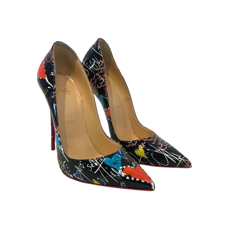 Elegant sandals for women with high heels and lace-up design for formal events-Christian Louboutin/Heels/US 6.5/All Over Print/Leather/BLK/SO KATE