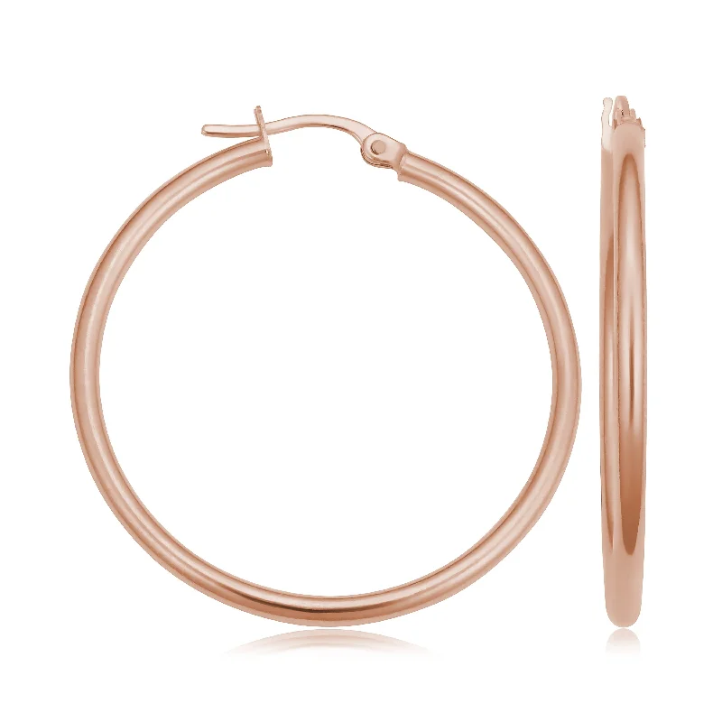 Push Back Drop Earrings for Convenience -Joelle Collection Gold Earrings 14K Rose Gold 2x30 MM