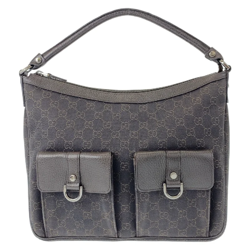 Handle bags with sturdy leather grip accents -Gucci Abbey GG Canvas Leather Shoulder Handbag