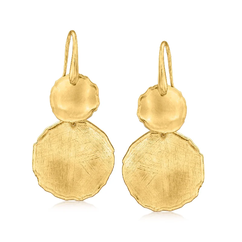 Drop Earrings with Enamel Coating -Ross-Simons Italian 18kt Gold Over Sterling Circle Drop Earrings