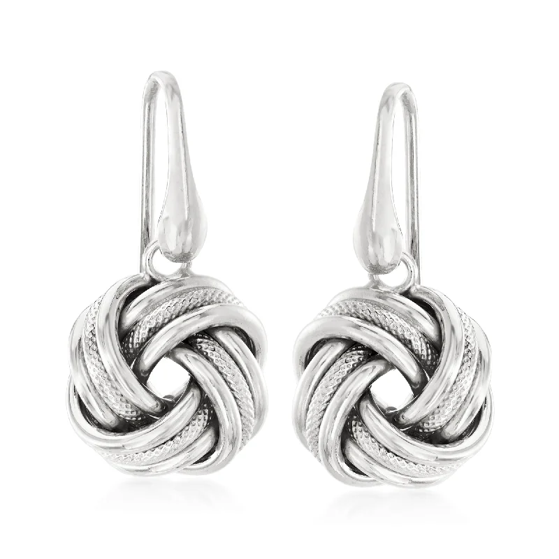 Drop Earrings for Yoga Session -Ross-Simons Italian Sterling Silver Love Knot Drop Earrings