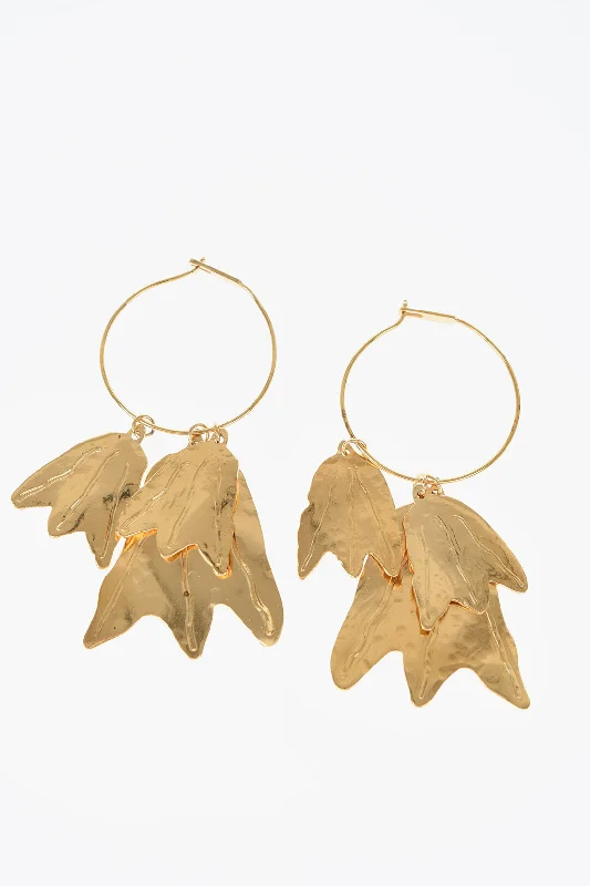 Drop Earrings with Etched Designs -Jil Sander Pendant Culture Hoop Earrings