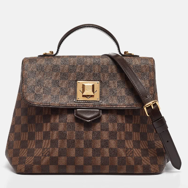 Handle bags with geometric patterns for modernity -Louis Vuitton Damier Ebene Canvas Bergamo Mm Bag