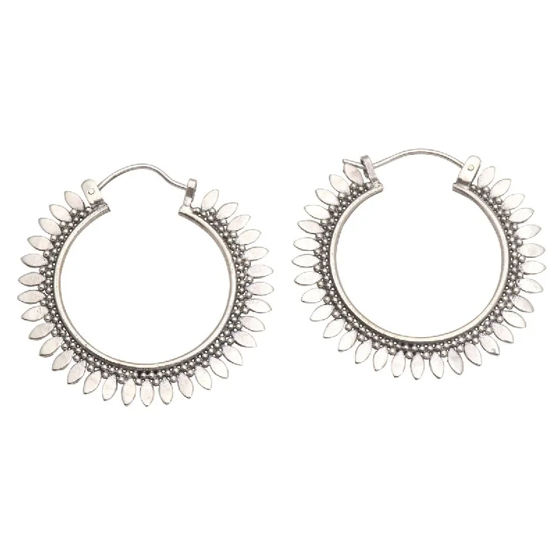 Large Drop Earrings for Statement -NOVICA Precocious, Sterling silver hoop earrings - 1.2" L x 0" W x 1.3" D