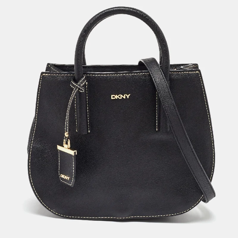 Handle bags with suede accents for texture -Dkny Black Saffiano Leather Tote