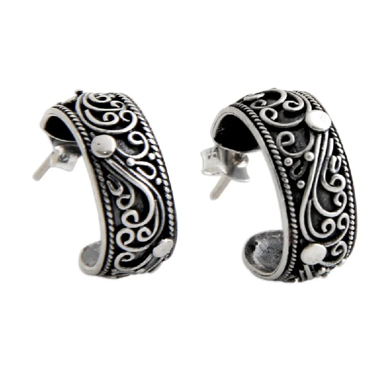 Push Back Drop Earrings for Convenience -NOVICA Handmade Sterling Silver 'Eden' Earrings (Indonesia) - 0.8*0.2