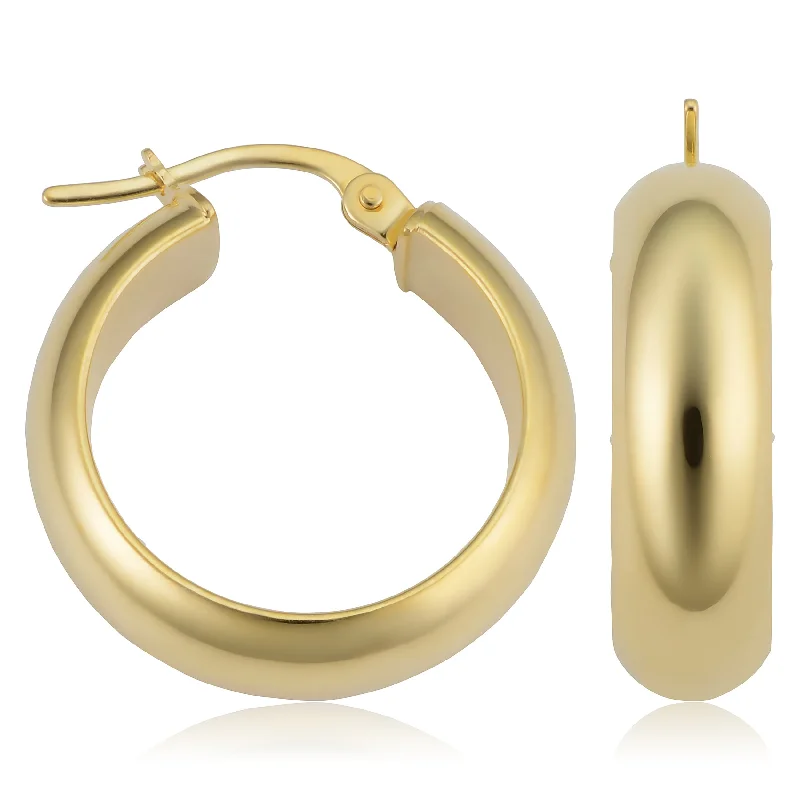 Drop Earrings with Etched Designs -Joelle Collection Gold Round Hoop Earrings 14K Yellow Gold 57 x 15 MM