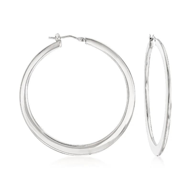 Square Drop Earrings for Modern -Ross-Simons Italian Sterling Silver Large Hoop Earrings