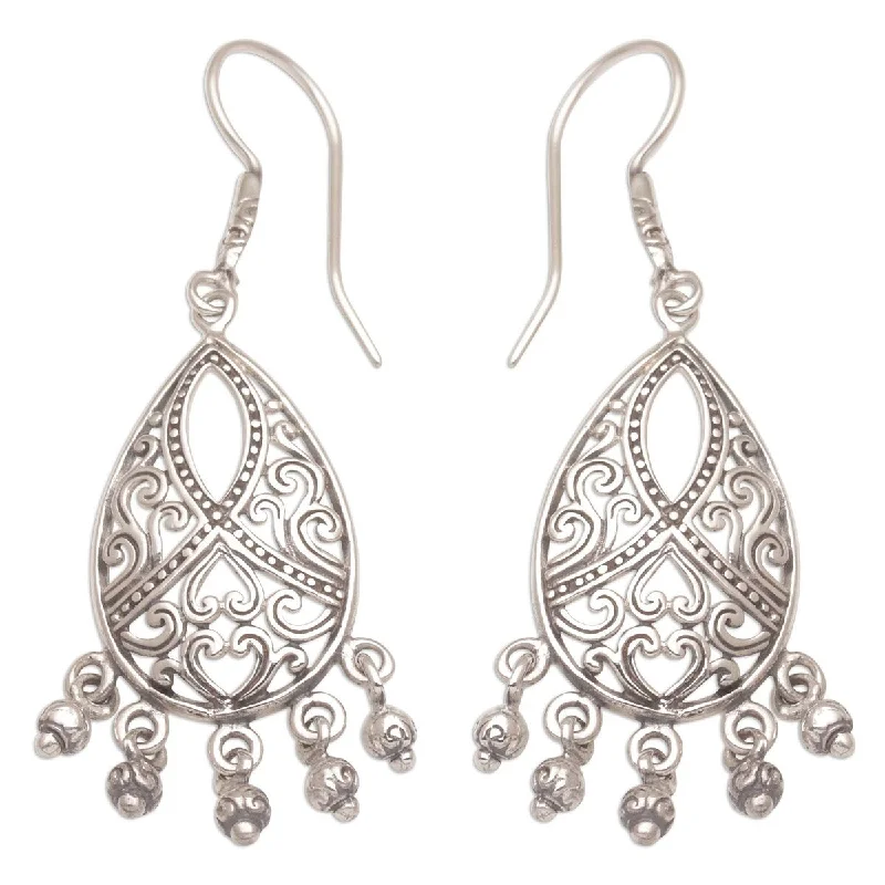 Drop Earrings for Work Attire -NOVICA Ballroom Crest, Sterling silver chandelier earrings - 2.4*0.8