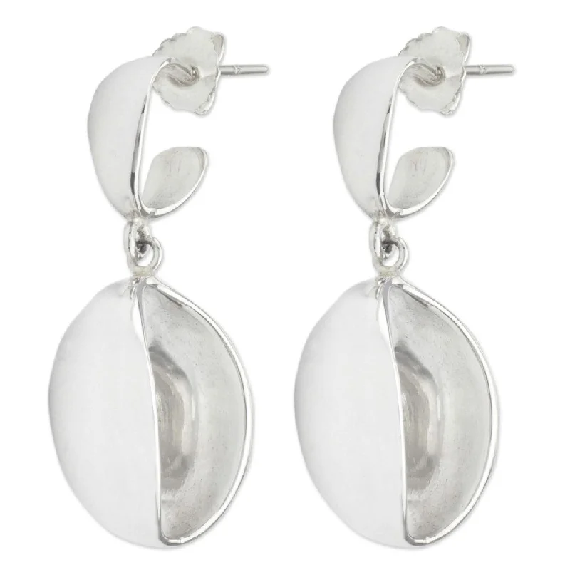 Drop Earrings for Travel Look -Handmade Sterling Silver Shine Earrings (Mexico) - 1.3*0.3