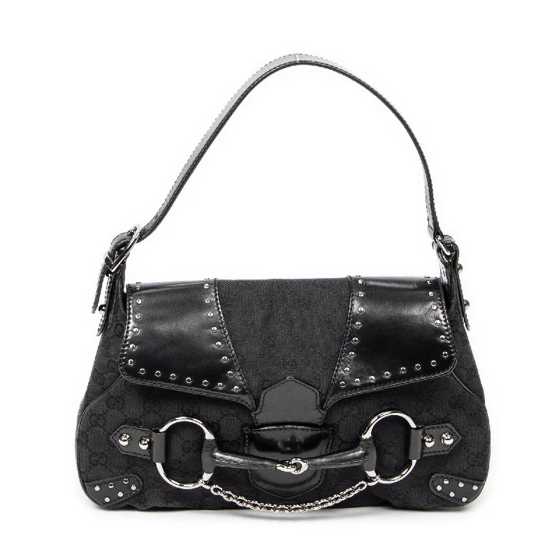 Vegan leather handle bags for eco-friendly chic -Horsebit Chain Shoulder Flap