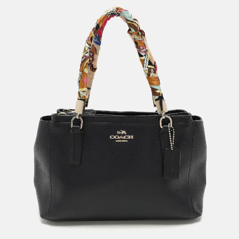 Handle bags with suede accents for texture -Coach Navy Blue Leather Mini Chirstie Twilly Top Zip Tote