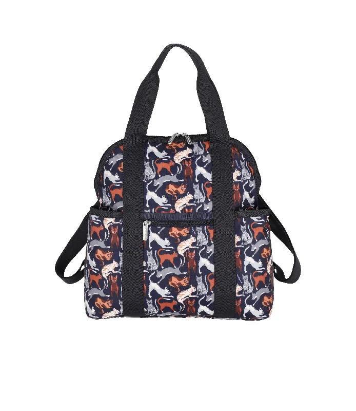 Handle bags with abstract art for uniqueness -Double Trouble Backpack