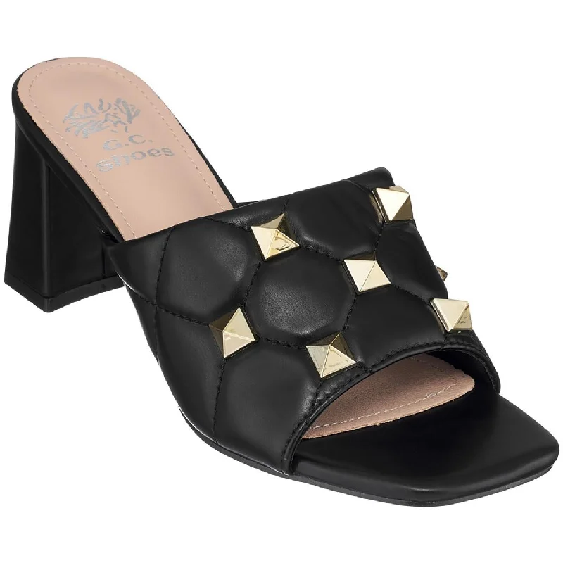 Fashionable sandals for women with ankle straps and chic metallic finishes-G.C. Shoes Womens Alexis Studded Faux Leather Heels