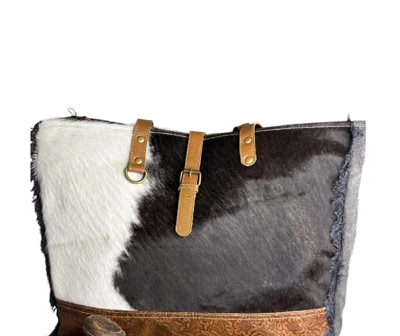 Handle bags with pastel colors for softness -Cheyenne Weekender 2 Bag In Black/white/brown