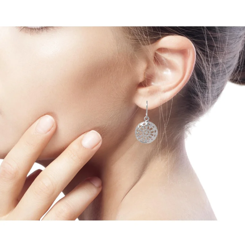 Drop Earrings with Textured Surface -Handmade Sterling Silver 'Starry Sky' Earrings (Thailand)