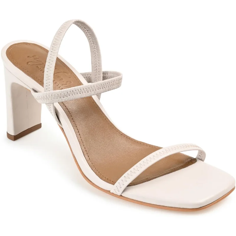 Comfortable sandals for women with Velcro straps and cushioned sole for everyday wear-Journee Signature Womens Lenonn Leather Square Toe Heels