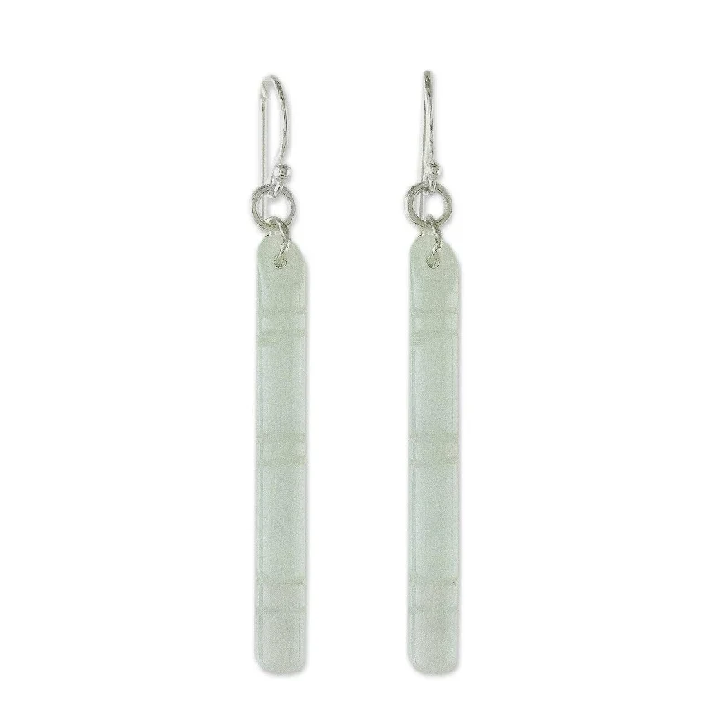 Oval Drop Earrings for Grace -NOVICA Cool Bamboo, Jade dangle earrings - 2.2*0.2