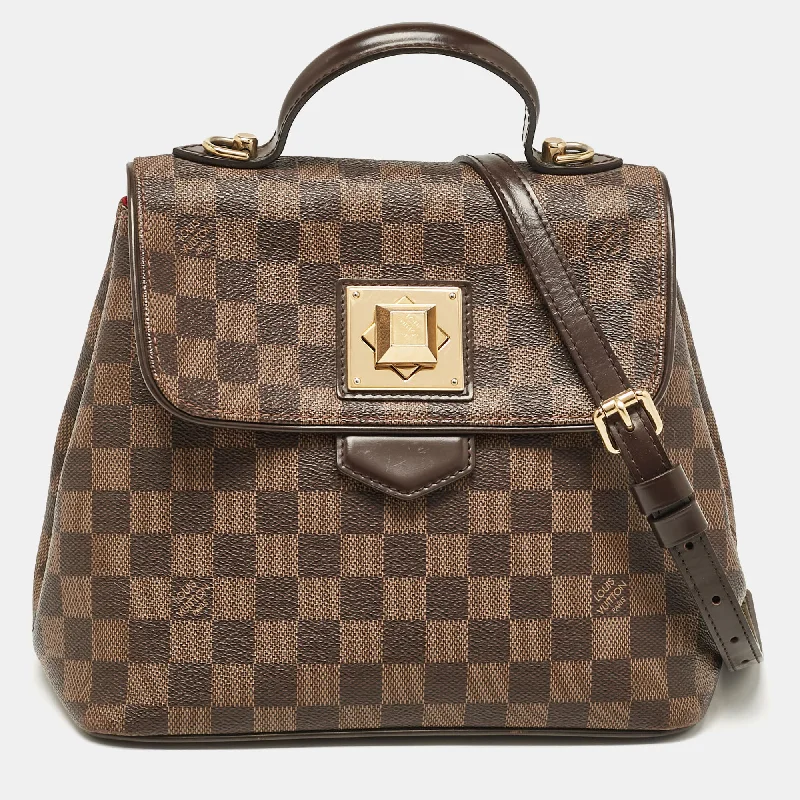 Handle bags with spacious pockets for travel -Louis Vuitton Damier Ebene Canvas Bergamo Pm Bag