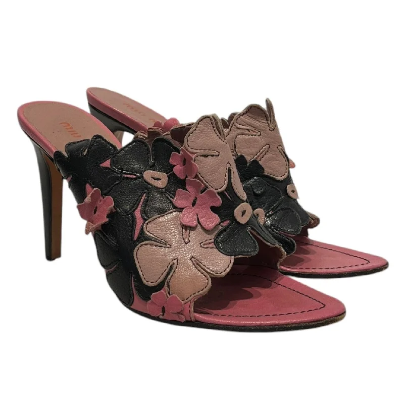 Beach sandals for women with flip-flop style and waterproof construction for comfort-MIU MIU/Heels/EU 37.5/PNK/flower sandal heels