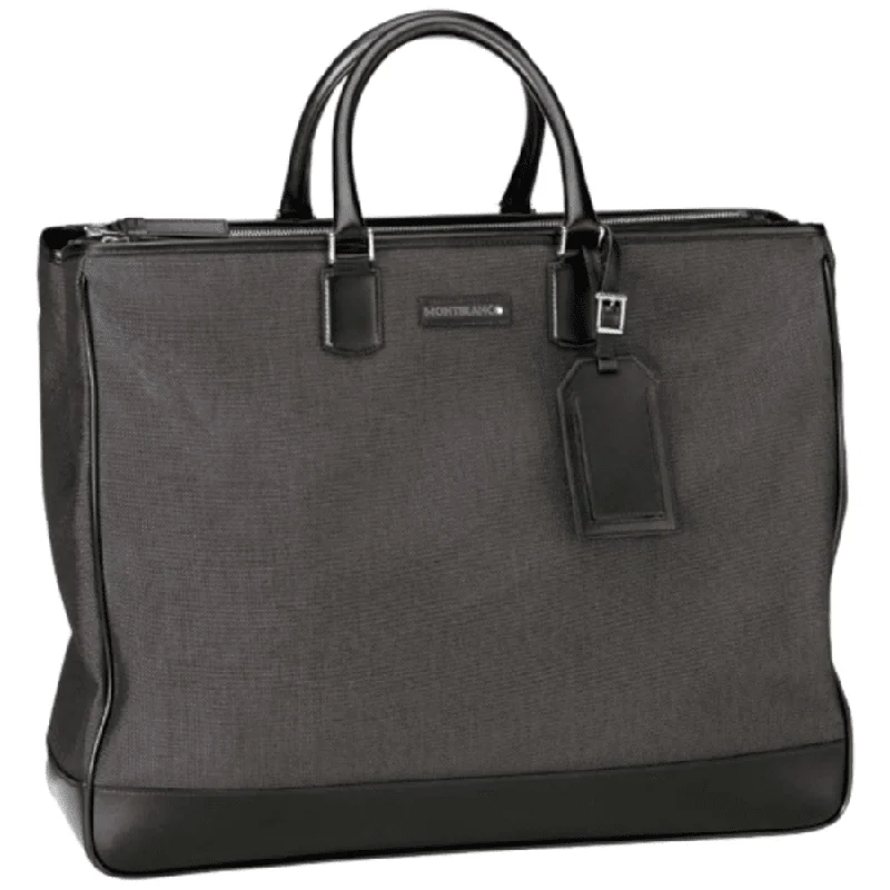 Handle bags with spacious interiors for storage -Montblanc Meisterstuck Grey Fabric Tote Bag Women's Tote Bag 106739