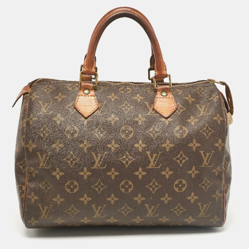 Handle bags with rugged canvas for outdoors -Louis Vuitton Monogram Canvas Speedy 30 Bag