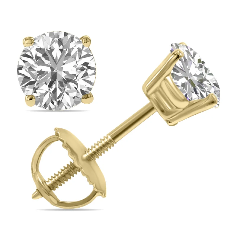 Drop Earrings with Knot Designs -Igi Certified 1.25 Carat Tw Lab Grown Diamond Solitaire Earrings In 14K Yellow Gold