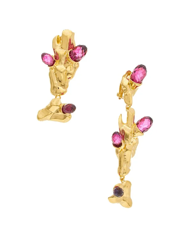 Drop Earrings with Enamel Coating -Oscar de la Renta 14K Asymmetric Earrings