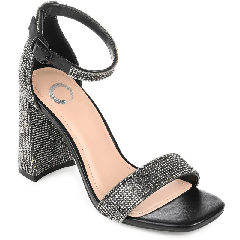 Stylish sandals for women with unique buckle details and flat design-Journee Collection Womens IDDA  Embellished Square Toe Block Heels