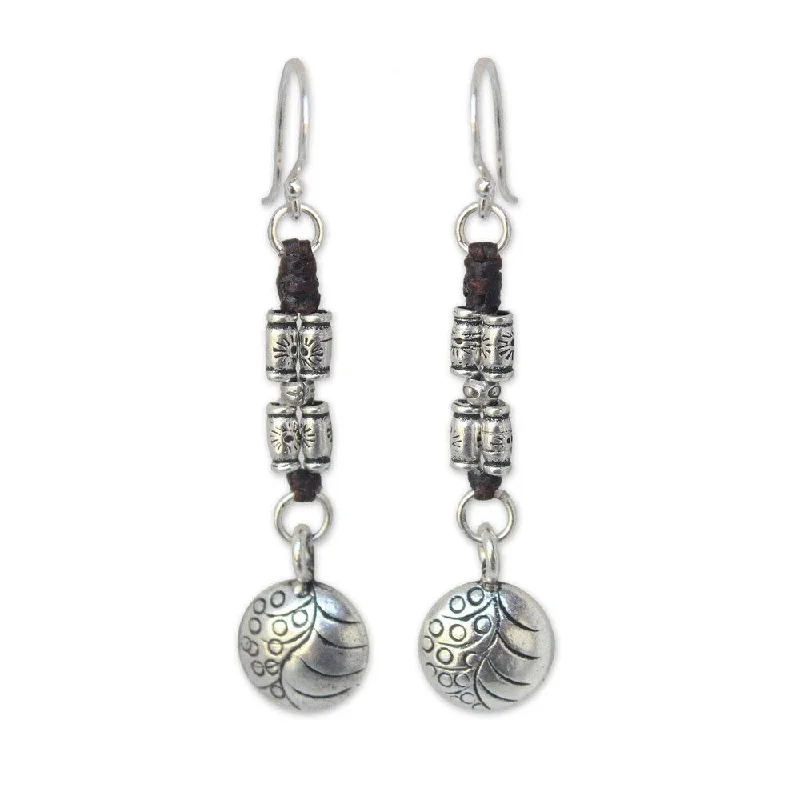 Indian Drop Earrings with Intricacy -Handmade Silver Dangle 'Hill Tribe Stories' Earrings (Thailand)