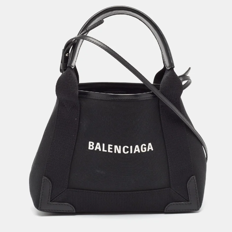 Handle bags with minimalist sleek silhouettes -Balenciaga Black Canvas Leather Xs Tote