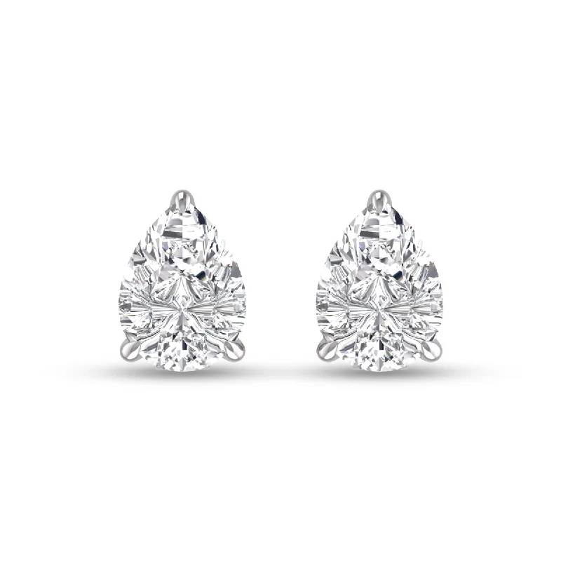 Drop Earrings for Bridesmaids Look -Lab Grown 3/4 Carat Pear Shaped Solitaire Diamond Earrings In 14K White Gold