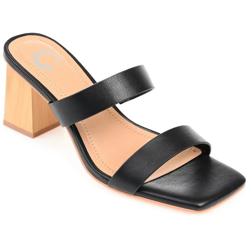 Casual sandals for women with buckle details and comfortable footbed for support-Journee Collection Womens Nolla Faux Leather Slip On Heels