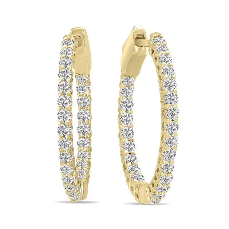 Crystal and Pearl Drop Earrings for Glamour -1 Carat Tw Round Lab Grown Diamond Hoop Earrings In 14K Yellow Gold