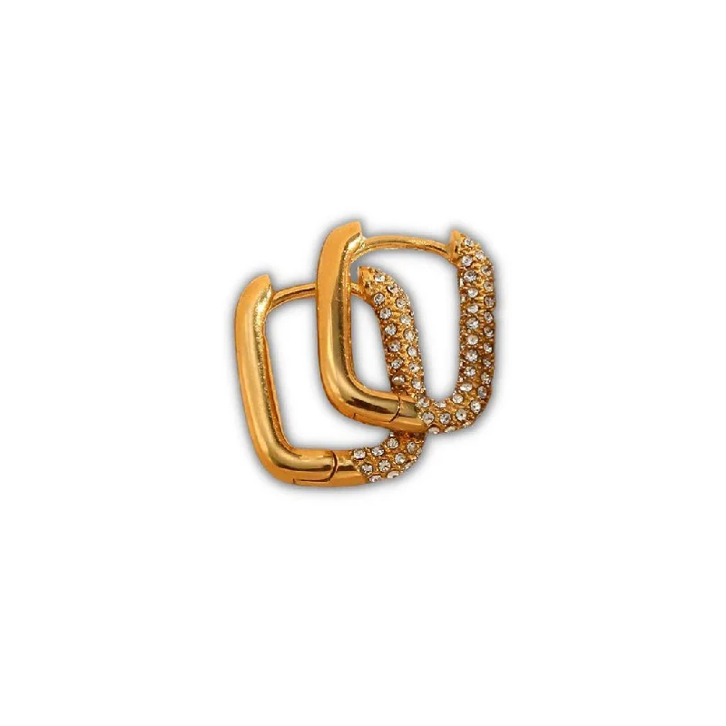 Drop Earrings for Mother's Day -Square Hoop Earrings with Pavé Detail