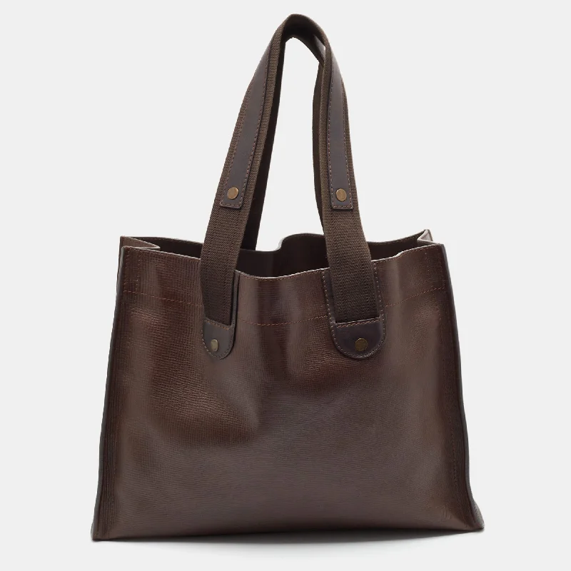 Handle bags with tropical prints for summer -Louis Vuitton Dark Brown Utah Leather Mohi Tote