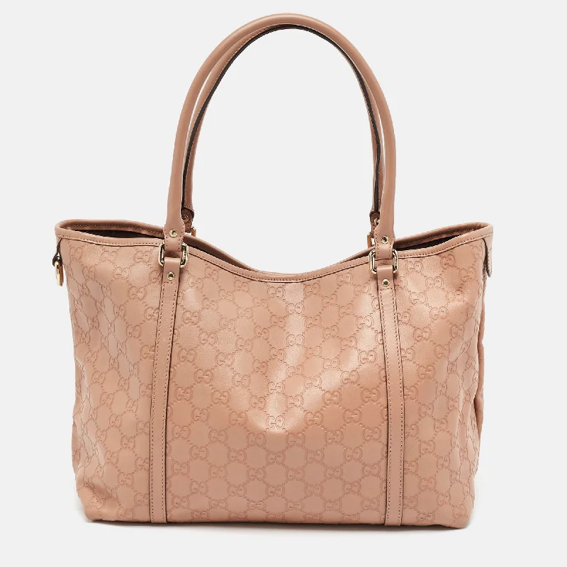 Handle bags with compact designs for portability -Gucci Beige Guccissima Leather Joy Shopper Tote