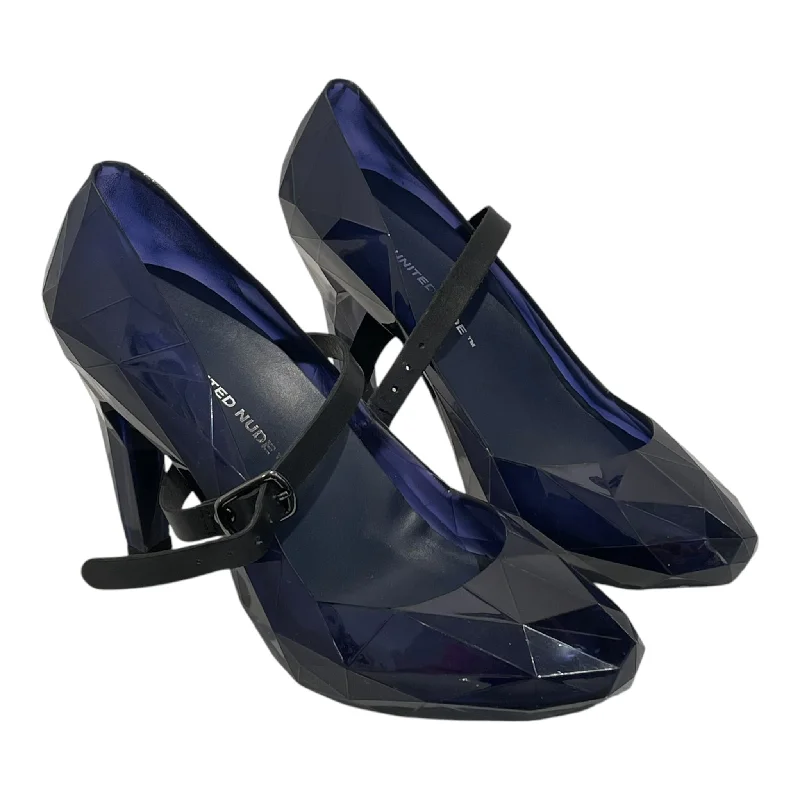 Elegant sandals for evening wear with crystal embellishments and high heels-UNITED NUDE/Heels/US 7.5/Navy/