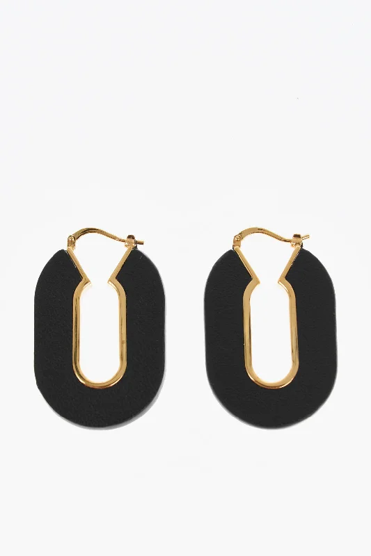 Drop Earrings with Crown Designs -Jil Sander Leather Precious Wildness Hoop Earrings