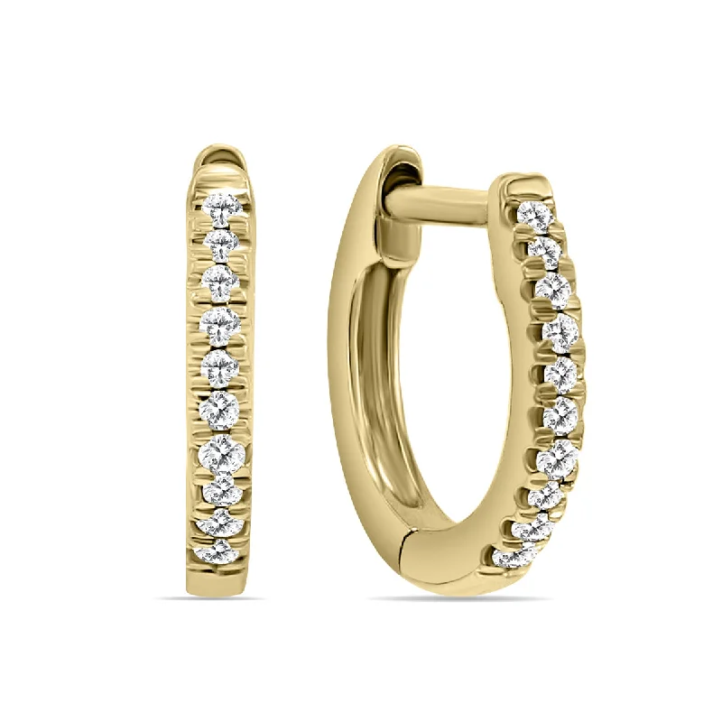 Drop Earrings with Knot Designs -1/10 Carat Tw Small Diamond Huggie Hoop Earrings In 10K Yellow Gold