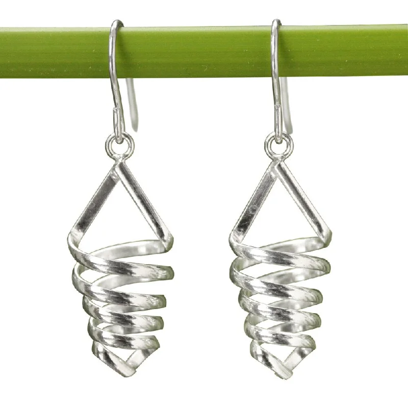 Drop Earrings for Everyday Glamour -Handmade Sterling Silver 'Love Tornado' Earrings (Thailand)