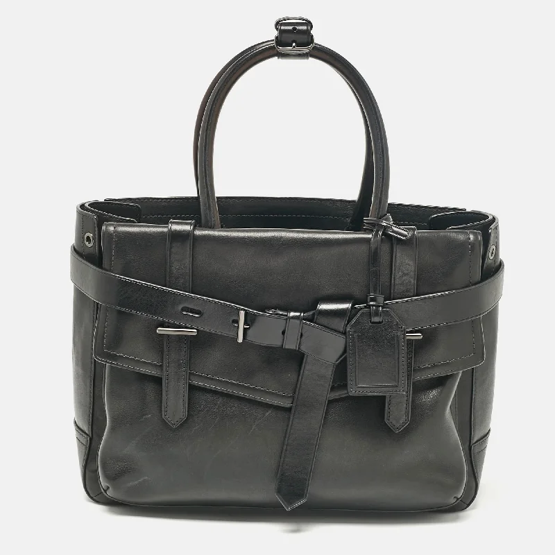 Handle bags with soft leather for luxury -Reed Krakoff Black Leather Gator Boxer Ii Tote