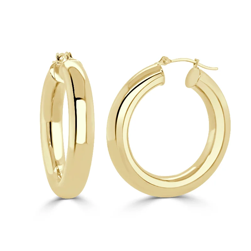 Drop Earrings with Vine Designs -Joelle Collection Gold Hoop Earrings 14K Yellow Gold 5x20mm