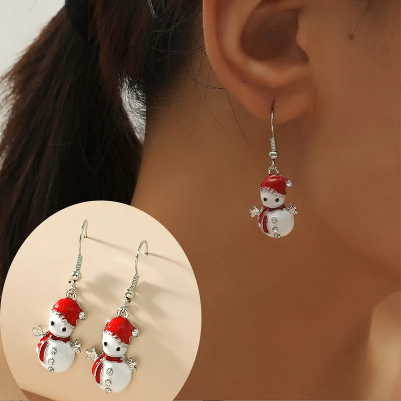 Drop Earrings for Graduation Day -Wholesale Hot Selling Christmas Snowman Fashion Cute Doll Earrings